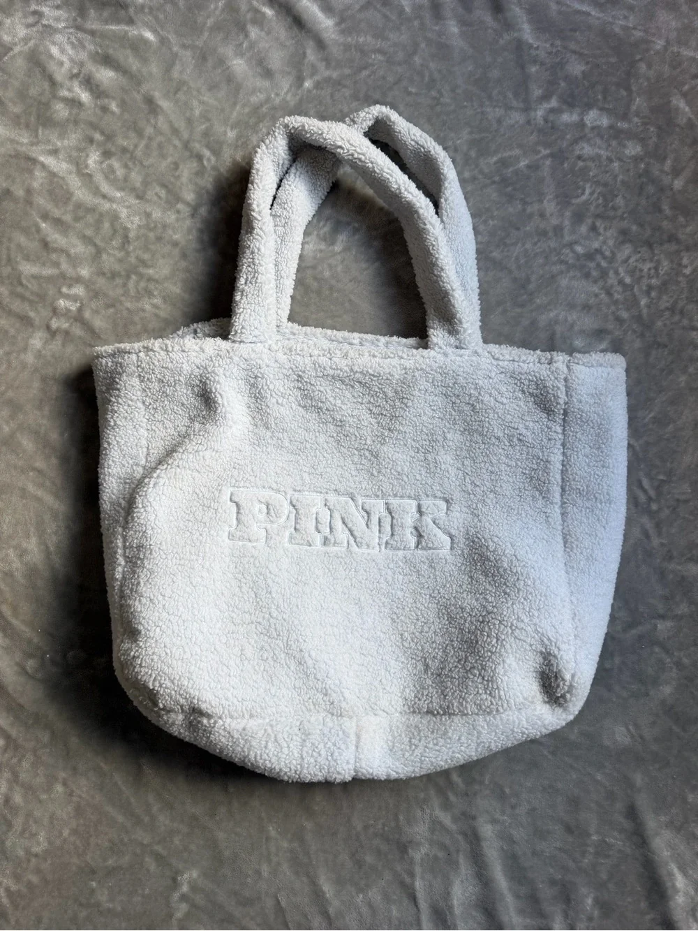 PINK Victoria's Secret Plush Sherpa Tote - Light blue Teddy Tote